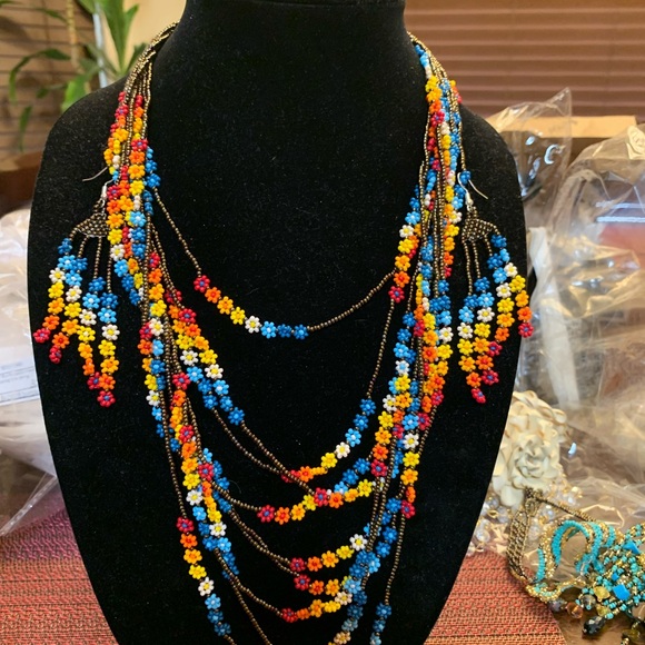 Hand Crafted Multiple Color Necklace - Picture 2 of 2